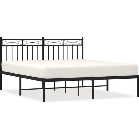 Maison Exclusive - Cadre de lit métal sans matelas et tête de lit noir 160x200 cm (1/5)