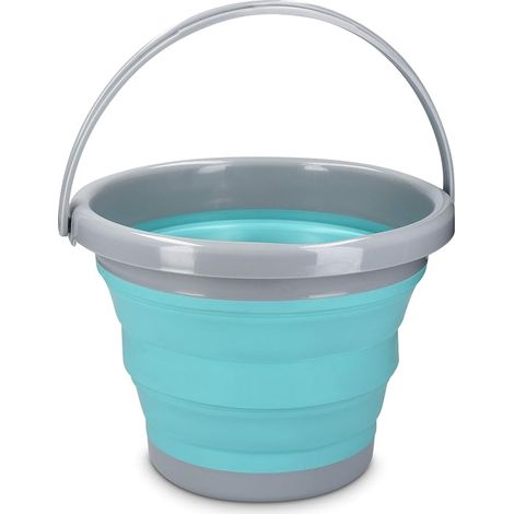 Seau Pliable 5L - Seau Portatif Usage Intérieur et Extérieur - Rangement Rétractable Idéal pour Camping Pêche Ménage Lessive Jardinage (1/5)