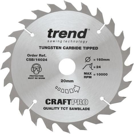 TREND CSB/16024T Craft Saw Blade 160mm x 24T x 16mm Thin