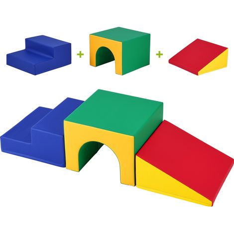 Mophorn Einzeltunnel-Klettergerät, 3-teiliges Kleinkinderspielset, Schaumstoff-Kletterblöcke mit Treppe und Rampe, Indoor-Spiel für Kleinkinder und Vorschulkinder, leicht zu reinigen, sortiert