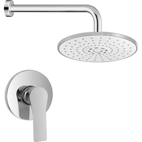 Set doccia completo di miscelatore a incasso con braccio doccia e soffione tondo Flat (1/5)