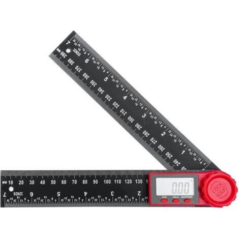 Rapporteur d'Angle Numerique à Double Échelle, Règle d'Angle 200 mm, Rapporteur pour l'Ingénierie, Travail du Bois, Construction et Mesure (1/4)