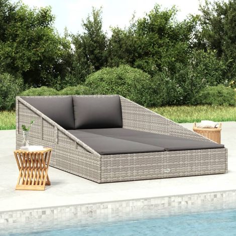 Gartenbett Grau 110x200 cm Poly Rattan