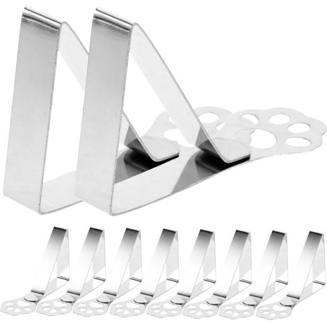 10 pinzas de acero inoxidable con diseño de garra de gato para manteles, ideales para picnics, acampadas, bodas y restaurantes. Fáciles de transportar. (1/5)