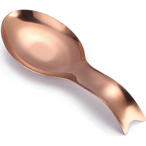 Repose-cuillère en acier inoxydable 304, forme de poisson, finition brossée, large porte-couteau, base antidérapante pour plan de travail, plaque de cuisson, camping (1/4)