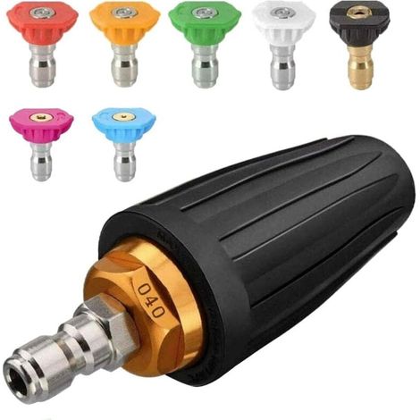 Lot de 2 Buse turbo pour nettoyeur haute pression, buse rotative et 14 pointes, raccord rapide 1/4', 4000 Psi, Noir, (406689), kit jet pour nettoyeur haute pression, rotabuse haute pression (1/5)