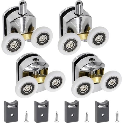 Lot de 4 Roulette Porte Coulissante Douche 23CM Porte de Douche Rouleaux avec 4×Vis Roulette Cabine de Douche Convient au Portes en Verre de 4 à 6MM(2 Haut+2 Bas) (1/5)