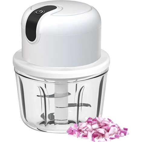 Hachoir électrique à oignons 350 ml, mini hachoir rechargeable USB pour oignons, viande, ail et noix (1/5)