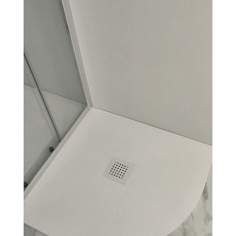 Piatto doccia semicircolare Jolie in mineralmarmo bianco opaco cm 80x80x2,5 (1/5)
