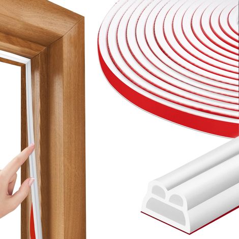 Joint de porte autocollant, isolation phonique, bande d'insonorisation pour cadres de portes et fenêtres (blanc) (1/5)