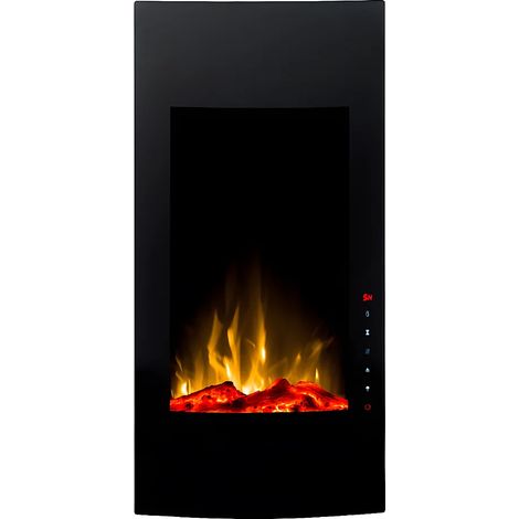 Cheminée électrique incurvée VULCANO - L41 x P13 x H81 cm - Noire (1/5)