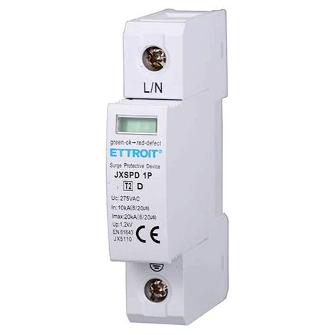 Parafoudre 220V Type T2 1 Pôle 275V 10kA-20kA Occupe 1 Module DIN Ettroit JX5110