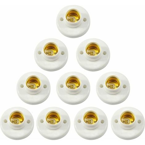 E27 Support De Lampe, Douille a Vis Murale,Adaptateur de Convertisseur de Base d'ampoule LED, pour Ampoule E27 Douille à vis Ronde en Plastique 10PCS