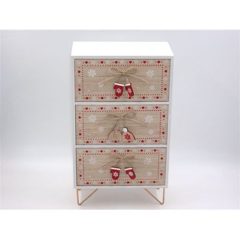Mobiletto Mobile in Legno 3 Cassetti Natalizio Natale 30 x 18 cm (1/2)