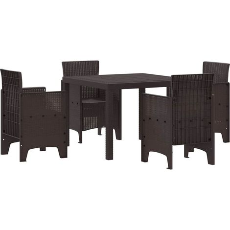 Ensemble de salle à manger pour jardin 5 pcs,Salon de jardin Marron Rattan Polt CFW76520 (1/5)