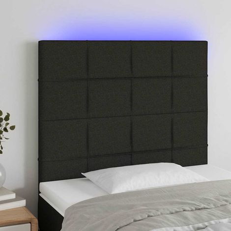 vidaXL Cabecero con luces LED tela negro 90x5x118/128 cm (1/5)