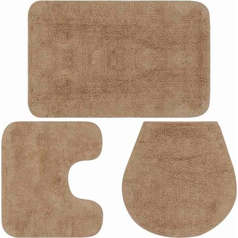 Bathroom Mat Set 3 Pieces Fabric Beige vidaXL