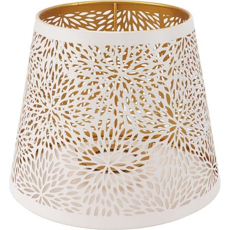 Abat-jour en fer blanc avec motif floral sculpté – Compatible E27/E26 – Dimensions 13 x 19 x 15 cm – Pour salon ou chambre (1/5)