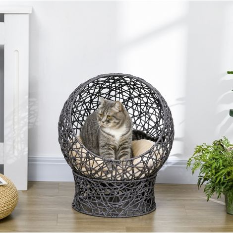 Cuccia per gatto con nicchia e cuscino, 2 pezzi, 50 x 50 x 60 cm, antracite HAVRYA (1/5)