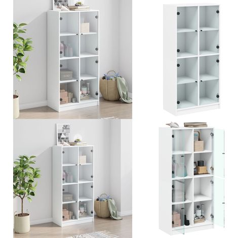 Credenza con Ante Bianca 68x37x142 cm Legno Multistrato - Armadietto - Libri