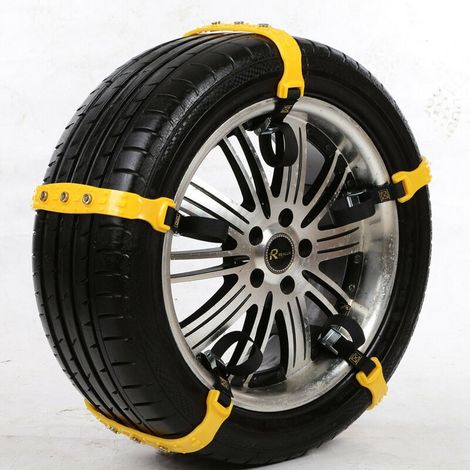 10 pcs Chaussettes à Neige Voiture 185 - 225 mm, Chaînes à Neige Jaunes, Câbles de Traction Urgence Réglables Antidérapants Chaîne de Pneu Voiture, Fit Universal Voitures SUV Camions (1/5)