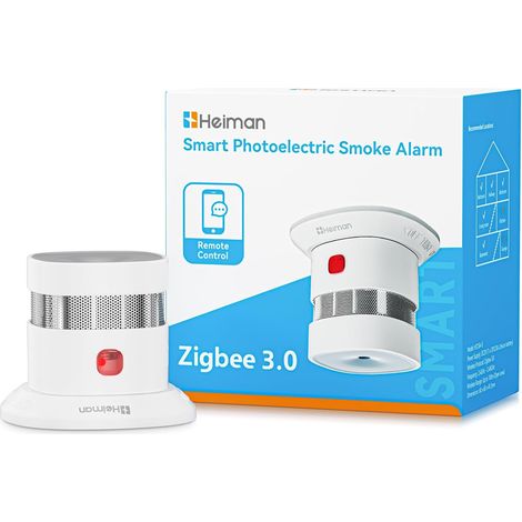 Détecteur de Fumée Zigbee 3.0 HS1SA-E-PLUS, Detecteur de Fumée Intelligent, Pile Remplaçable 5 Ans, Capteur Photoélectrique, Support ZHA (1/5)
