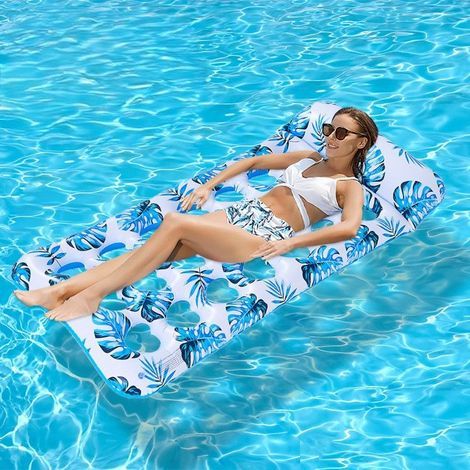 Matelas gonflable pour piscine. 165 x 83 cm. chaise flottante gonflable avec trous. radeau à air poreux. radeau de piscine avec oreillers. pour activités aquatiques en plein air en été (1/4)