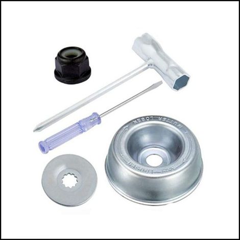 Kit adaptateur de lame pour Stihl FS55 FS56 FS80 FS85 FS90 FS100 FS110RX FS120 FS130 FS200 FS250 FR220 FR350 FR450 FR480 Débroussailleuse (Plaque cavalière, Rondelle de butée, Ecrou de collier, Clé) (1/3)