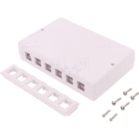 Boitier mural RJ45 femelle X6 Keystone - blanc