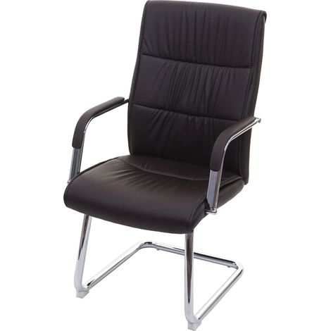 Chaise de conférence HWC-A49, chaise visiteur cantilever, similicuir - brun (1/4)