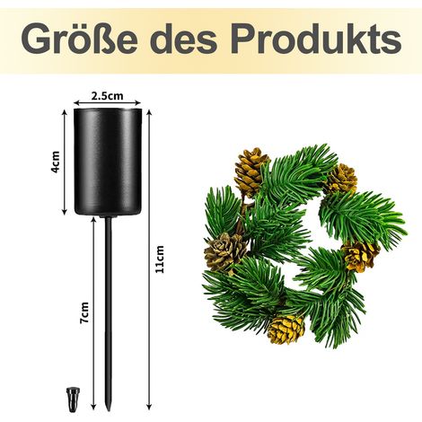Support À Bougie En Métal - Pour Couronne De L'Avent - Hauteur 11 Cm - Diamètre Max 2,5 Cm - Noir Mat - Lot De 4 (1/5)