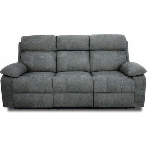 Divano Recliner 3 Posti 198 x 93 x 101 cm Grigio con Struttura in Legno e Schiuma Riciclata Key