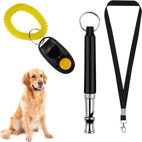 2 Sifflet Ultrason Chien et cliqueur, 1 Cordons,Sifflet Anti Aboiement Chien Voisin,sifflet ultrason chien anti aboiement,Sifflet Ultrason Chien Anti Aboiement,RéGlable Sifflet Ultrason Chien (1/5)