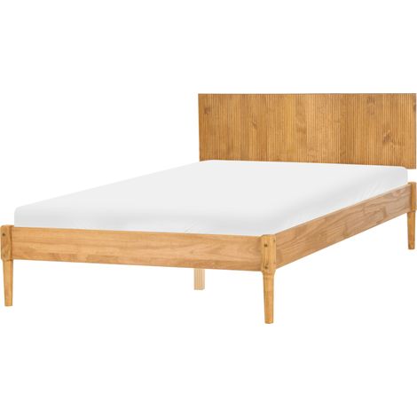 Cama con somier estilo escandinavo de madera de pino natural 140 x 200 cm marrón claro Ambazac (1/5)