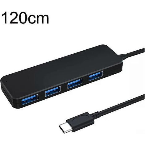 Hub USB 3.0 Type-C à 4 ports, station d'extension haute vitesse de 120 cm par (1/2)
