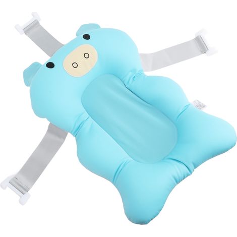 Coussin de siège de bain pour bébé, doux et confortable, pour lavabo et baignoire. Coussin de soutien flottant pour bébés et nourrissons, bleu. (1/5)