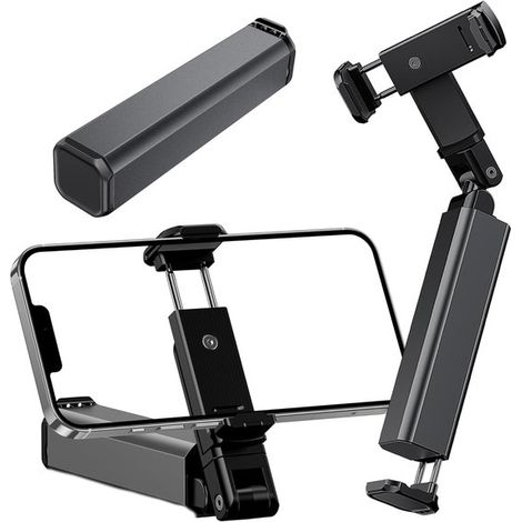 Soporte universal para teléfono, rotación multidireccional de 360 grados, tipo pinza, para tren, mesa, smartphone, compatible con varios tamaños de teléfono. (1/5)