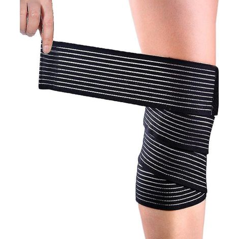 Hochelastische schwarze Knie-/Wadenbandage, Kompressions- und Stützverband (1/4)