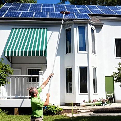 32.8 Feet Reach Solar Panel Cleaning Brush & Pole Water Fed Pole Kit,Suitable for high Windows Cleaning, Solar photovoltaic Panel Cleaning and Cleaning Cars Trucks Vans caravans Windows (1/5)