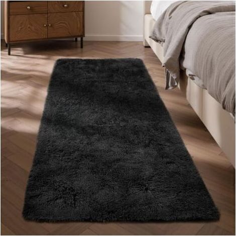 Wohnzimmerteppich 60 x 120 cm, Grau – Für Schlafzimmer – Waschbar – Rutschfest – Weich – Hochflorig – Für Kinder – Flur (1/5)