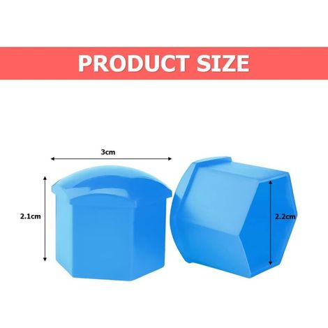 20 Pièces 17mm Capuchons D'écrou De Roue, Hexagonal Plastique Protecteurs Boulon, Universel pour Toutes De Voiture, avec Ensemble Outil De Suppression, Décoration De Voiture (Bleu) (1/4)
