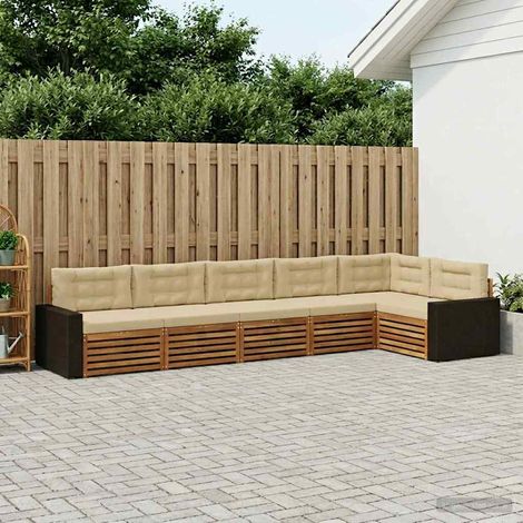 vidaXL Outdoor-Sofagarnitur 6 pcs Natur und Beige 402 x 172,5 x 73 cm (1/5)