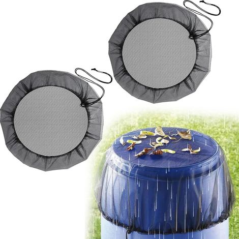 2 Pcs Filet pour Citerne de Pluie, Filet de Protection Réglable Housses en Maille pour Tonneau de Pluie avec Cordon de Serrage,Protection Contre Les Moustiques et Les Feuilles(Diamètre 95 cm) (1/5)