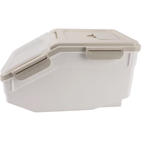 Boîte à riz en polypropylène épais, hermétique et étanche, avec couvercle et doseur, beige, 5 kg / 11 lb (1/5)