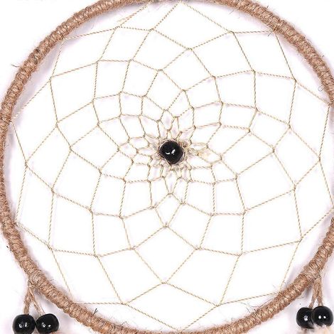 Attrape-rêves avec anneau de perles fait main, décoration traditionnelle en plumes à suspendre au mur, pour voiture, maison ou chambre d'enfant (1/4)