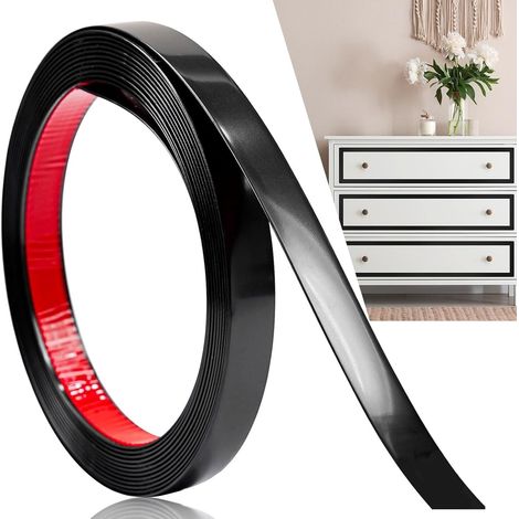 Moulures adhésives noires, 6M×2CM, profilé de finition flexible, bande décorative auto-adhésive pour portes, fenêtres, cadres de miroirs, murs, plafonds, sols, carrelages et bords (1/5)