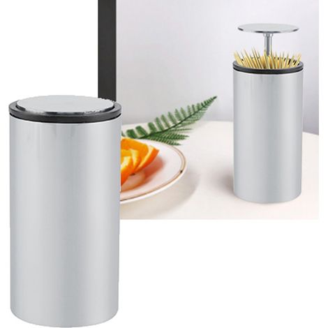 Dispenser de cure-dents automatique en acier inoxydable avec boîtier PP hermétique 10cm x 5cm (1/5)