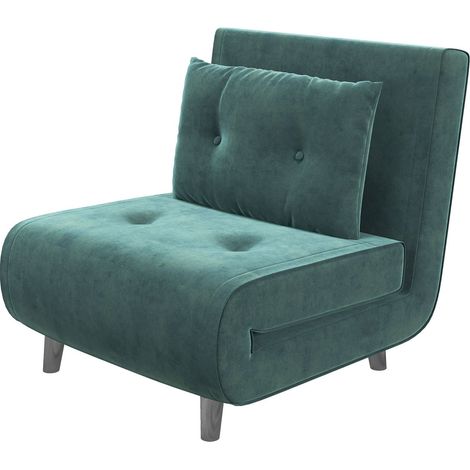 Sillón Para Dormir, Sillón Plegable Con Función De Cama, Sofá Individual Con Almohadas, Cama Para Invitados, Sofá Tapizado Con Aspecto De Terciopelo, Verde Oscuro, 77 X 88 X 83 Cm