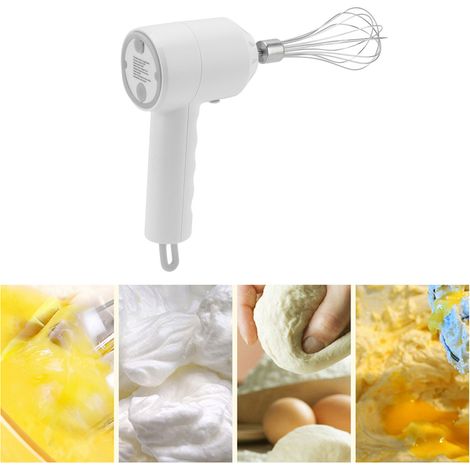 Offre spéciale : batteur à œufs électrique sans fil, mini fouet à crème automatique, mixeur portatif rechargeable pour la pâtisserie, blanc. (1/5)