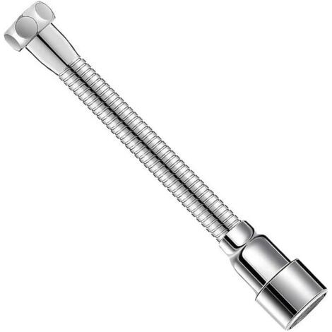 Rallonge flexible pour robinet de cuisine et salle de bain, 20 cm, rotation à 360°, 2 modes de pulvérisation (jet concentré + pluie), orientation du flux verrouillable, compatible avec la plupart des